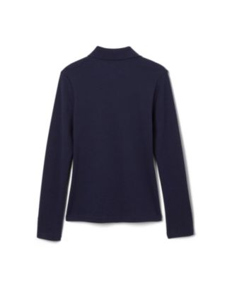 Toddler Girls Long Sleeve Picot Collar Interlock Polo Shirt