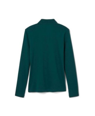 Toddler Girls Long Sleeve Picot Collar Interlock Polo Shirt