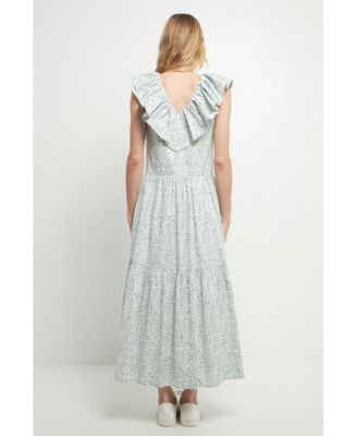 Women's Floral Ruffled Midi Dress