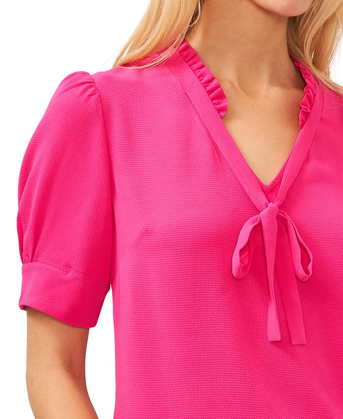 cece ruffled tie neck blouse