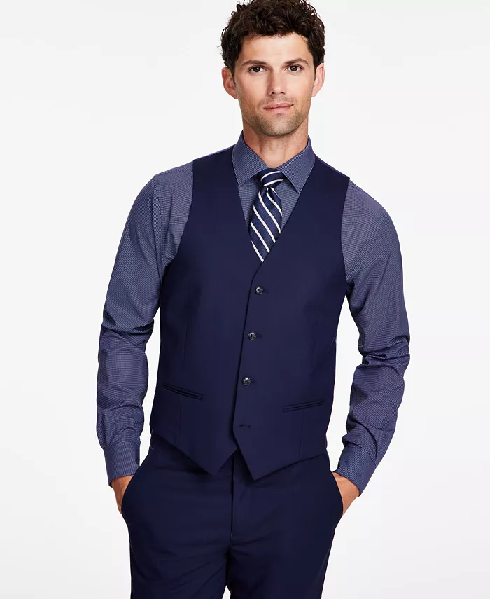 Men's Slim-Fit Stretch Solid Suit Vest - thumbnail 4