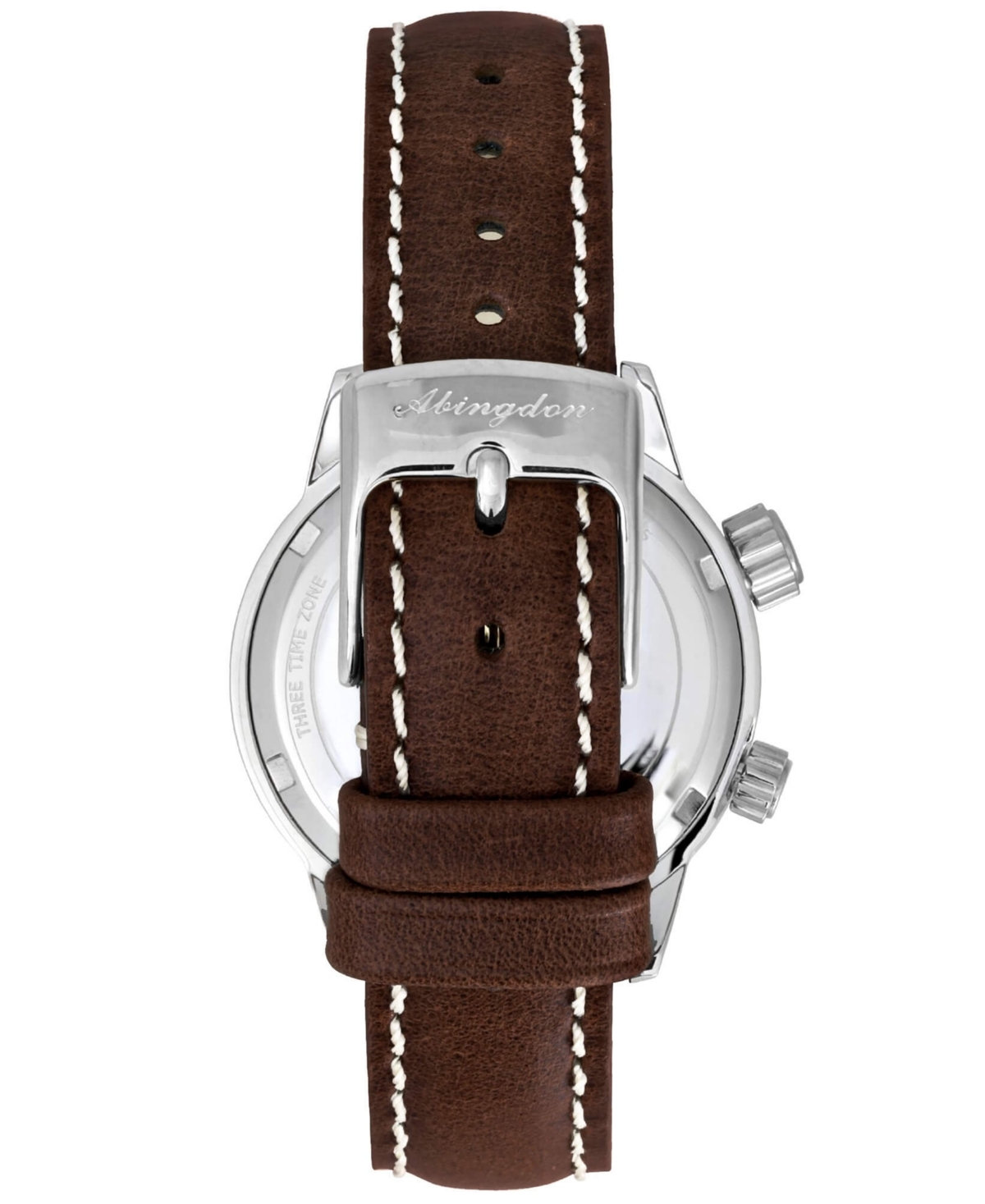 Abingdon Co. Women's Swiss Wasp Tribute Tri-time Chestnut Leather Strap Watch 33mm In White