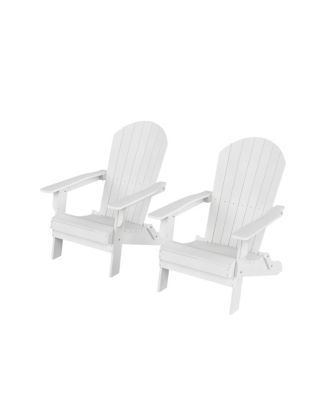 Outdoor Patio All-weather Folding Adirondack Chair Set of 2