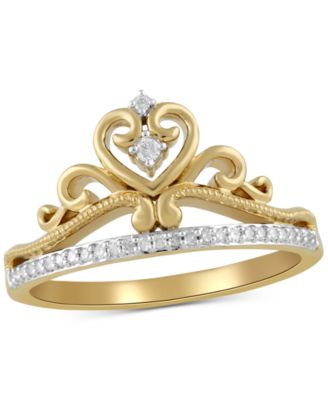 Enchanted Disney Fine Jewelry - Diamond Tiara Ring (1/10 ct. t.w.) in Sterling Silver & Gold-Plate