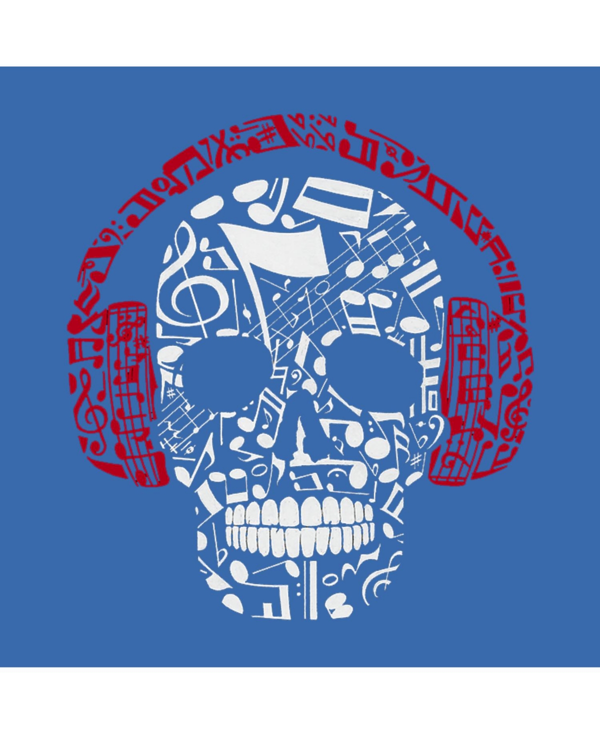 Big Boy's Word Art Long Sleeve T-shirt - Music Notes Skull