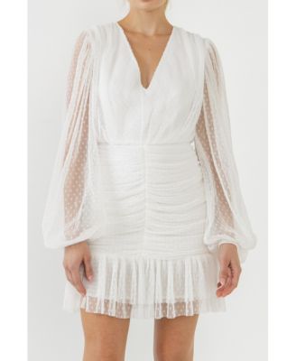 endless rose swiss dot ruched dress Endless Rose Women's Swiss Dot Ruched Dress