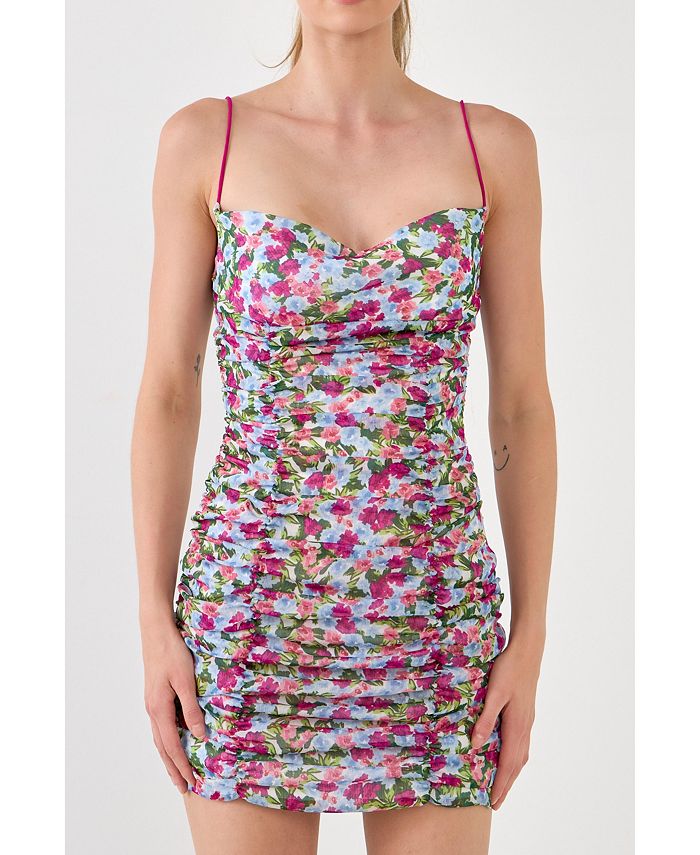 Double ruched mini dress online