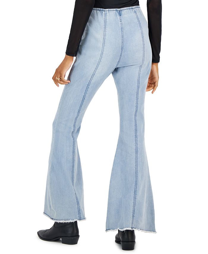 Tinseltown Juniors' Seamed High-Waist Flare-Leg Jeans, Created for Macy ...