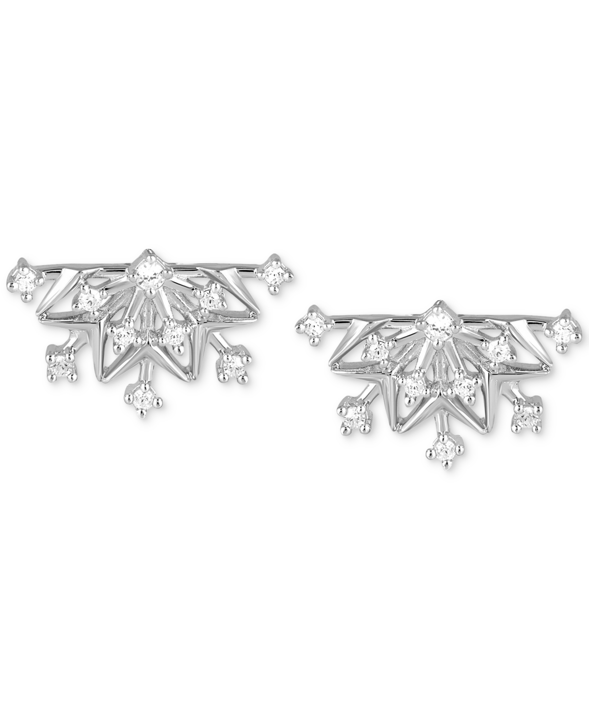 Diamond Frozen Two Elsa Snowflake Stud Earrings (1/5 ct. t.w.) in Sterling Silver - Sterling Silver