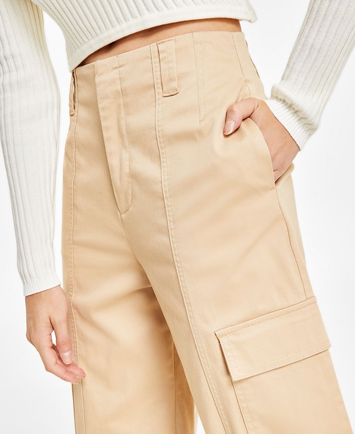 Calvin Klein Jeans Women's Super-High-Waist Wide-Leg Cargo Pants - Macy's