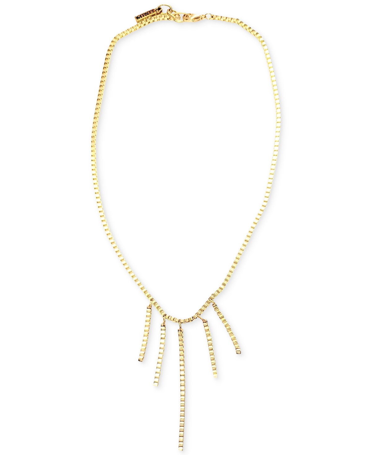 Gold-Tone Box Chain Fringe Statement Necklace, 16" + 1" extender - Gold