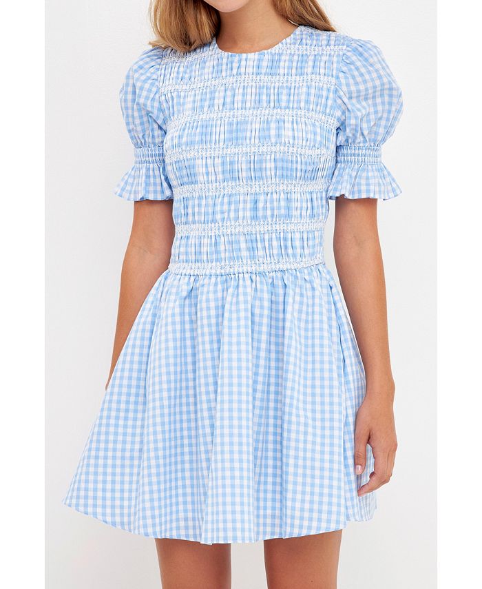 English Factory Gingham Baby Blue Dress