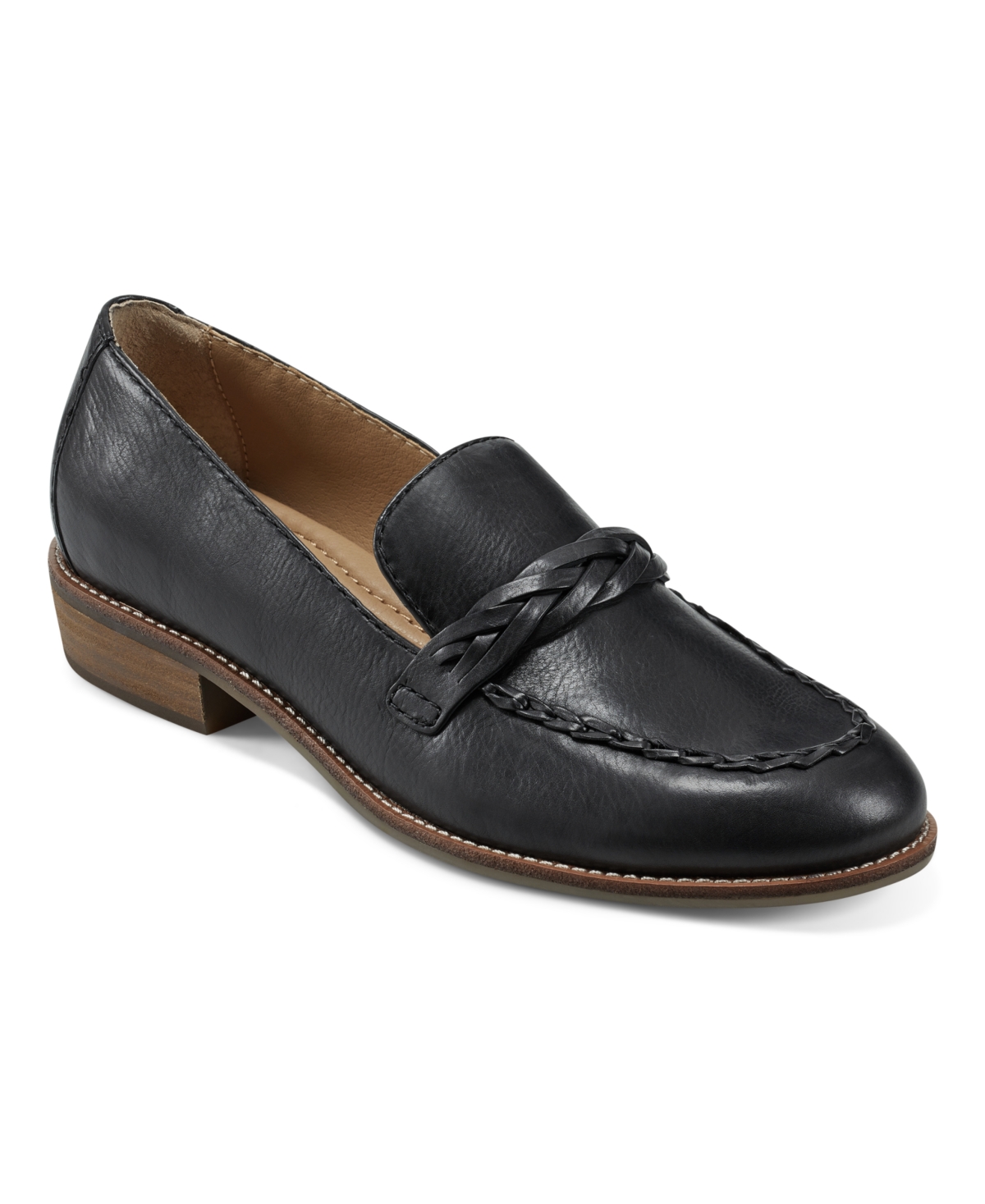 Shop Earth Women's Edie Stacked Heel Casual Slip-on Loafers In Black Leather