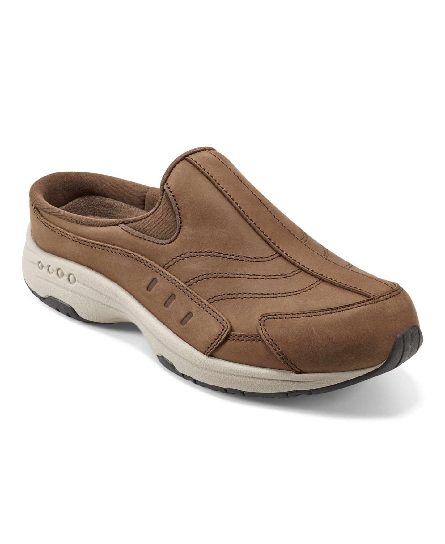 Женские кроссовки Easy Spirit Traveltime Slip-On Mule Walking, цвет: Коричневый кожаный — фото 1