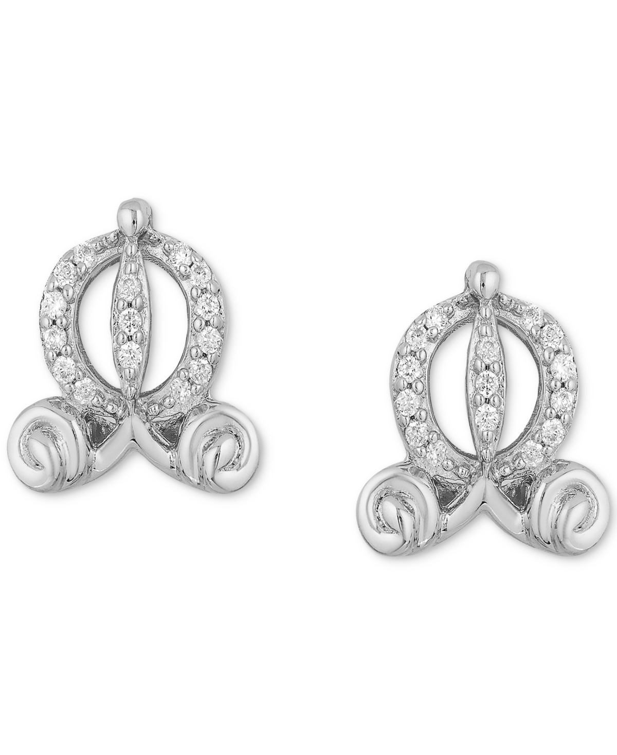 Diamond Accent Cinderella Carriage Stud Earrings in Sterling Silver - Sterling Silver