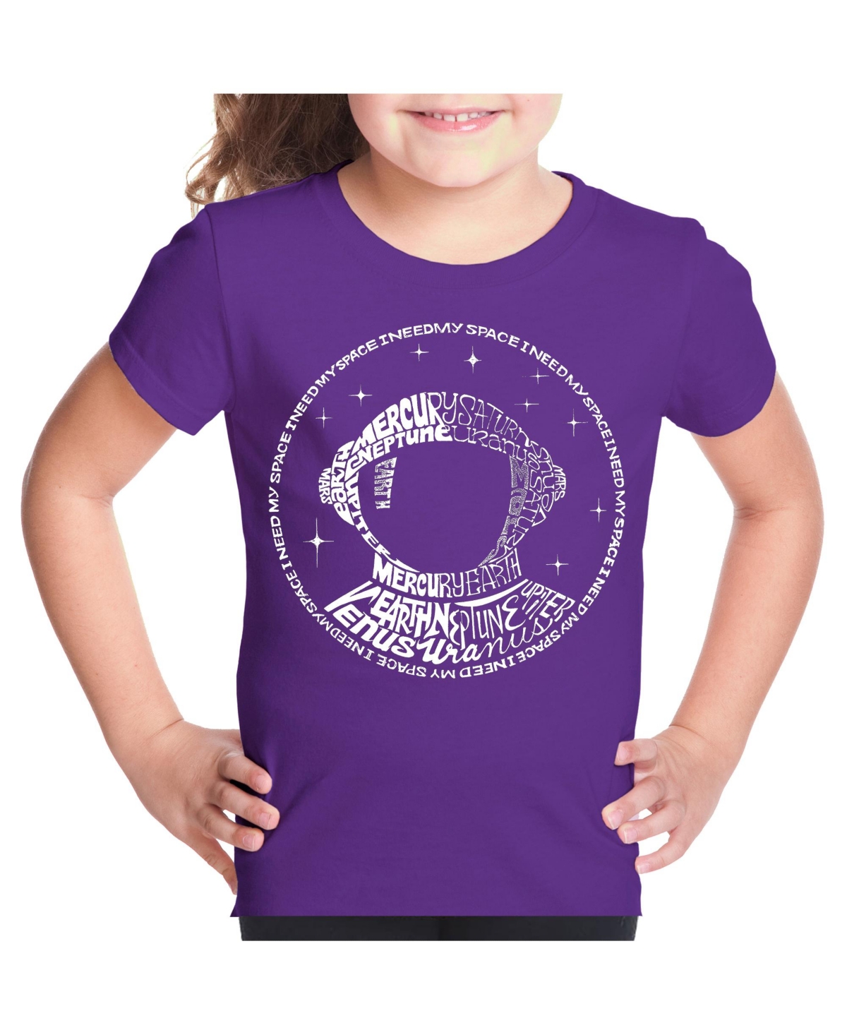 La Pop Art Big Girl's Word Art T-shirt In Purple