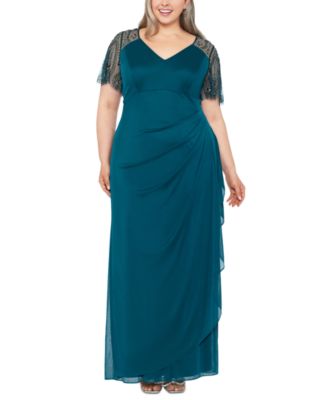 XSCAPE - Plus Size Embellished Chiffon Gown