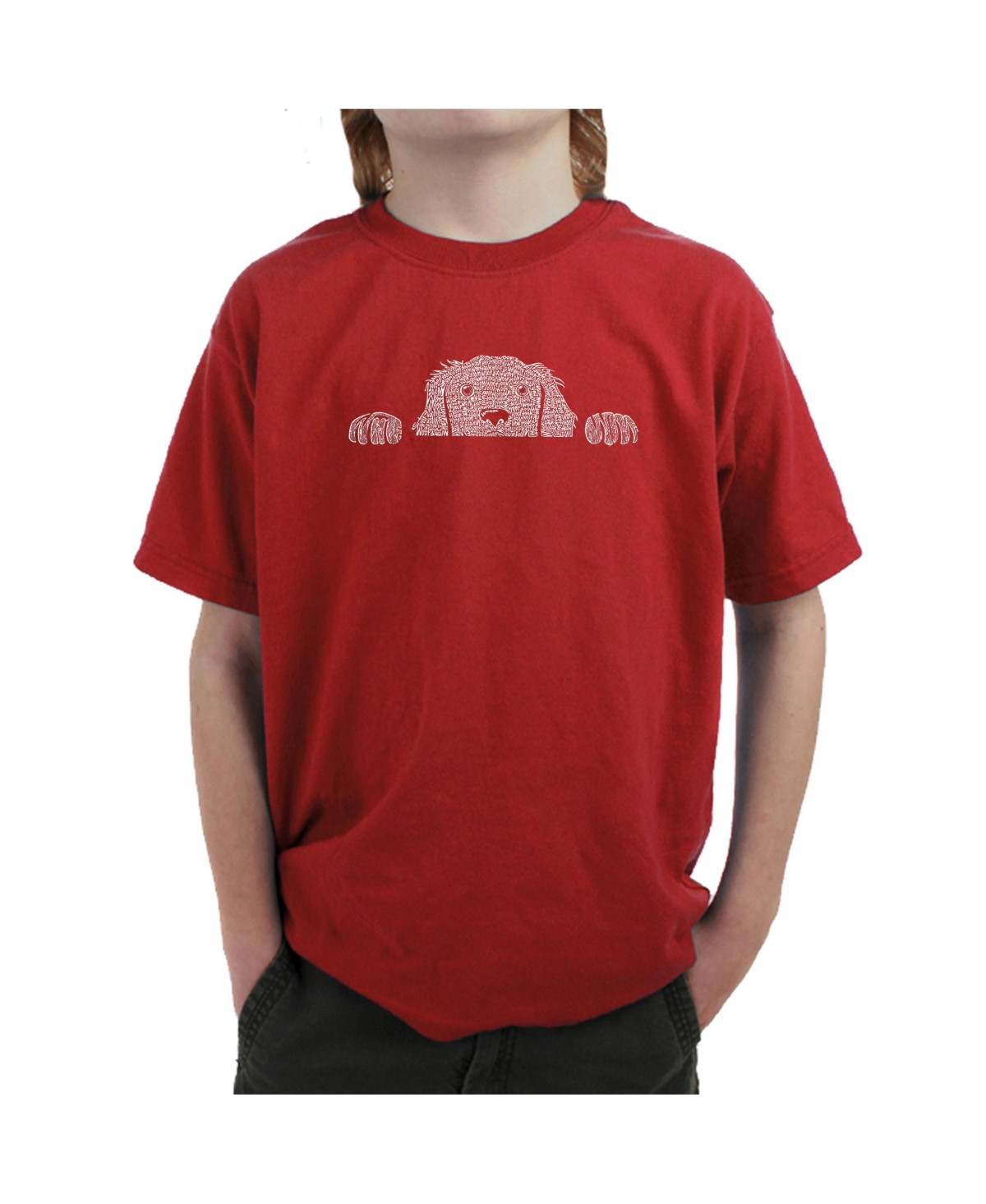 Big Boy's Word Art T-shirt - Peeking Dog