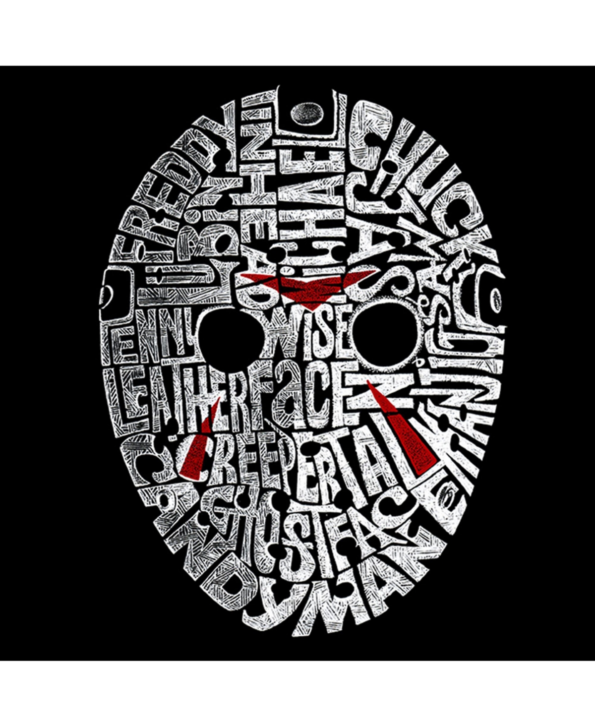 La Pop Art Boys Word Art Hooded Sweatshirt - Slasher Movie Villians