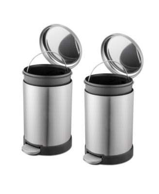 6L / 1.6 Gal + 6L / 1.6 Gal Round Stainless Steel Step Can Combo - Silver