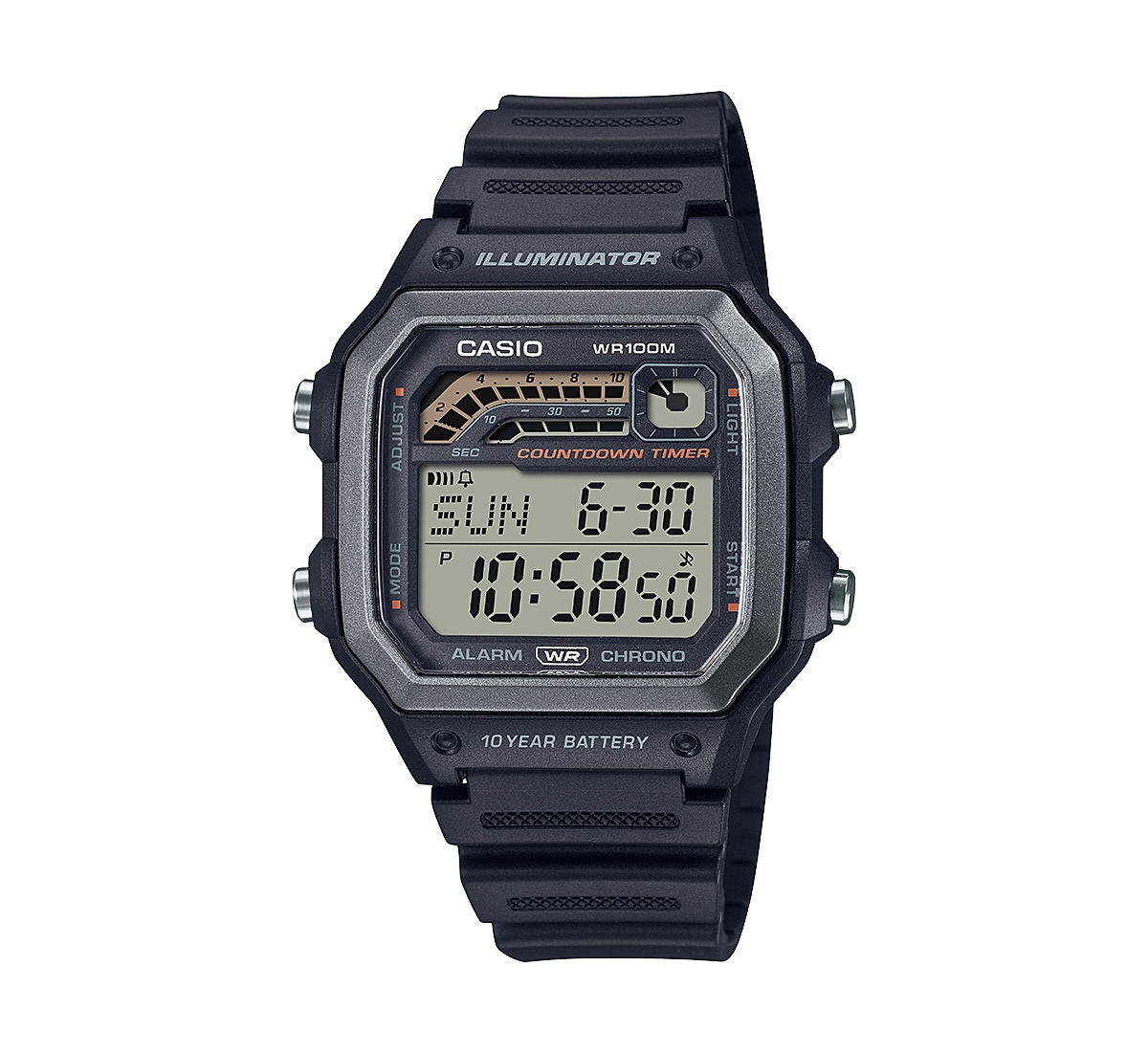 Casio Men's Digital Black Resin Watch 42.1mm, Ws1600h-1av