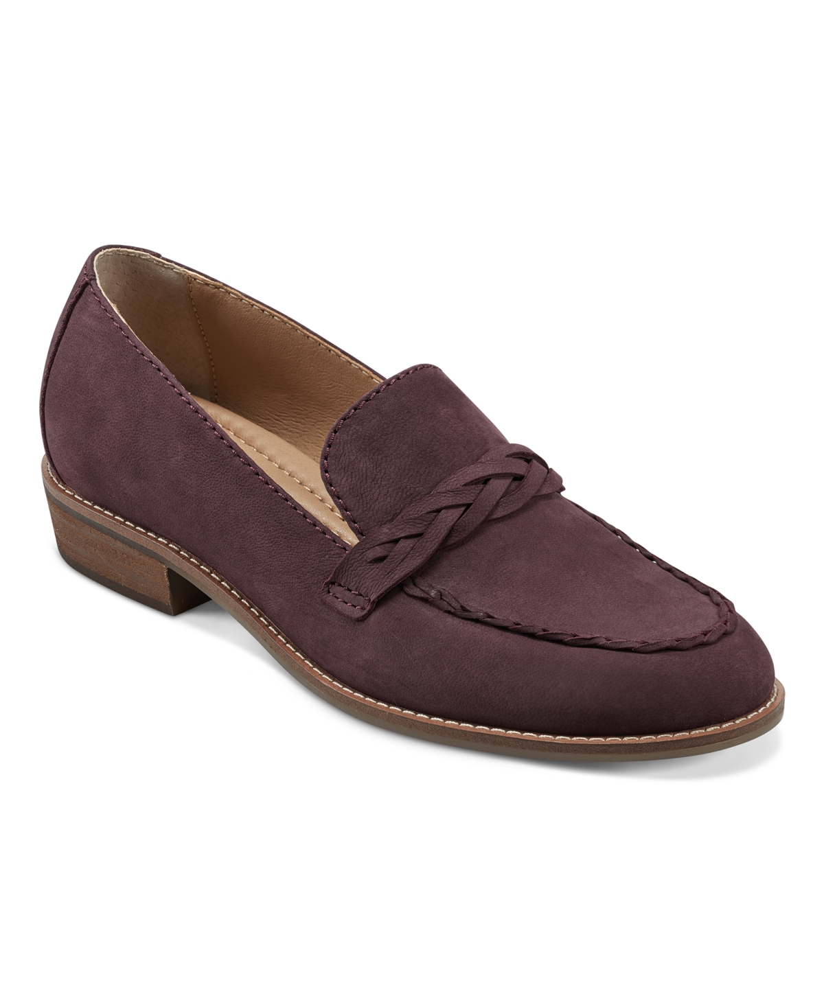 Shop Earth Women's Edie Stacked Heel Casual Slip-on Loafers In Dark Red Leather