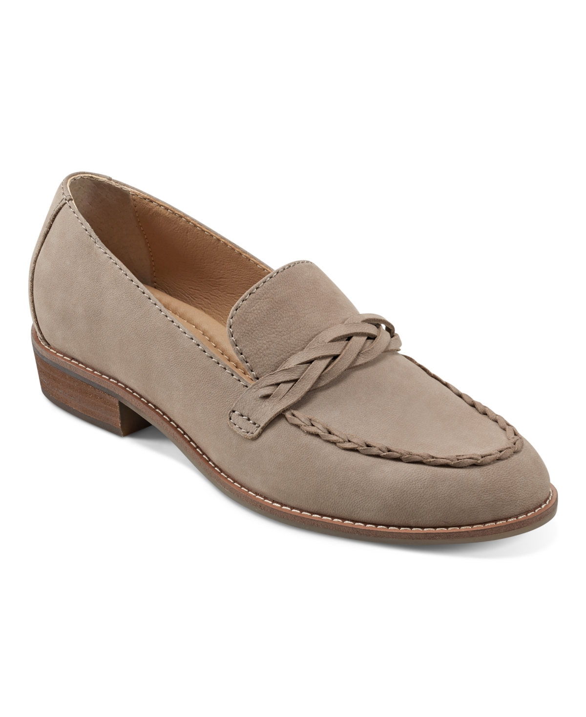 Earth Women's Edie Stacked Heel Casual Slip-on Loafers In Taupe Leather