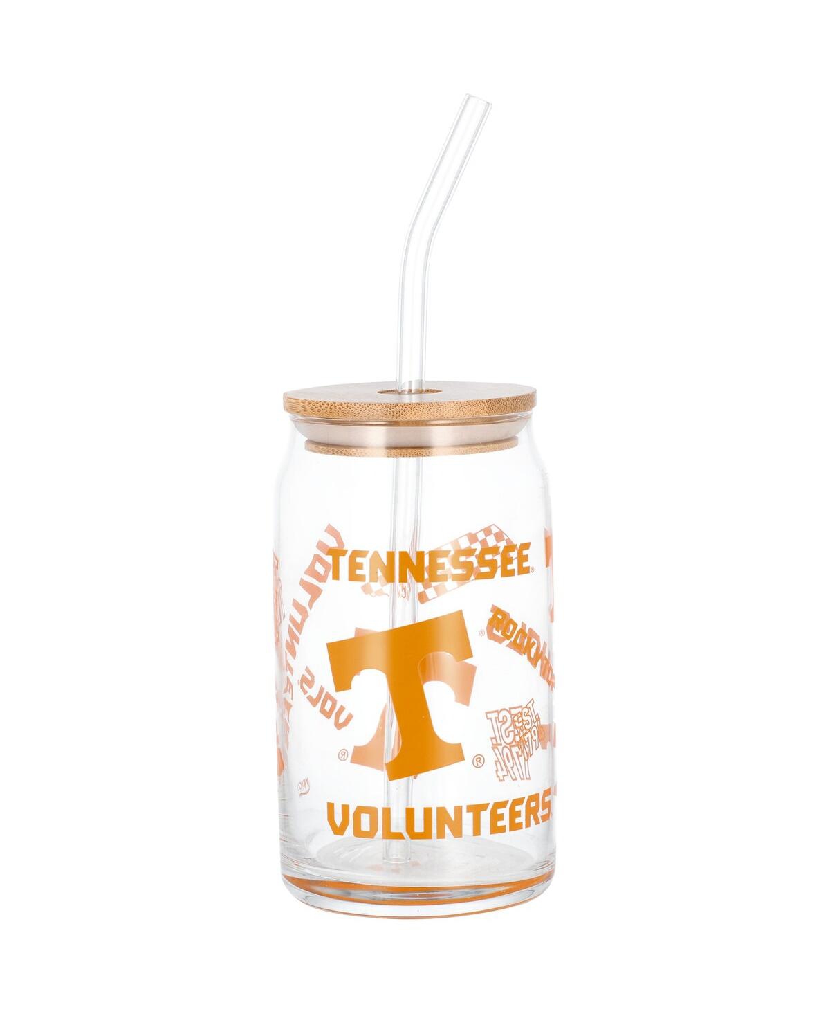 Indigo Falls Tennessee Volunteers 16 oz Can Glass With Straw In Multi