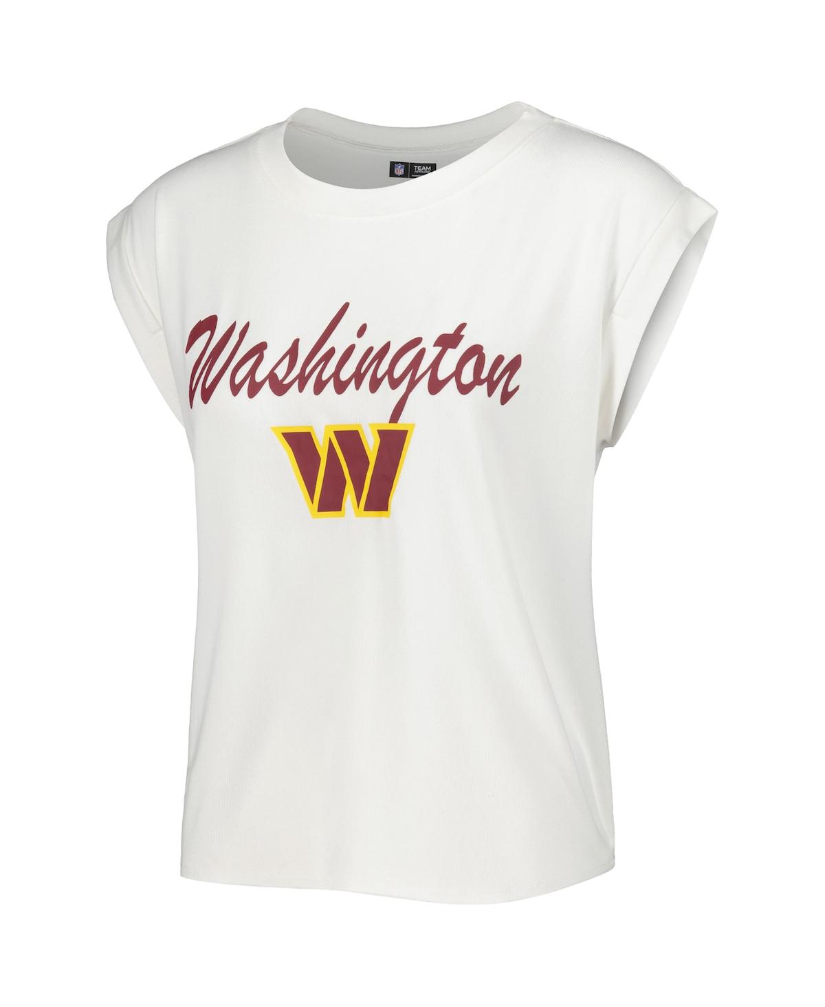 Shop Concepts Sport Women's  White, Cream Washington Commanders Montana Knit T-shirt And Shorts Sleep Set In White,cream