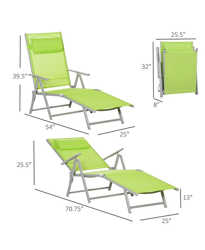 Outsunny Outdoor Folding Chaise Lounge Chair, Portable Lightweight