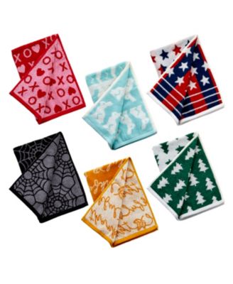 Holidays Cotton Jacquard Hand Towel 6 Piece Set, 25" x 16"