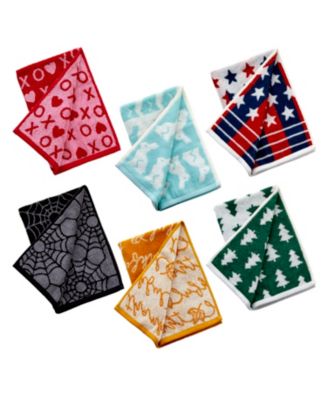 SKL Home Holidays Cotton Jacquard Hand Towel 6 Piece Set, 25