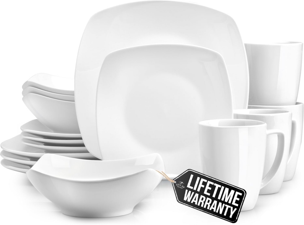 Luna 16-Piece Dinnerware Set, Service For 4 - White