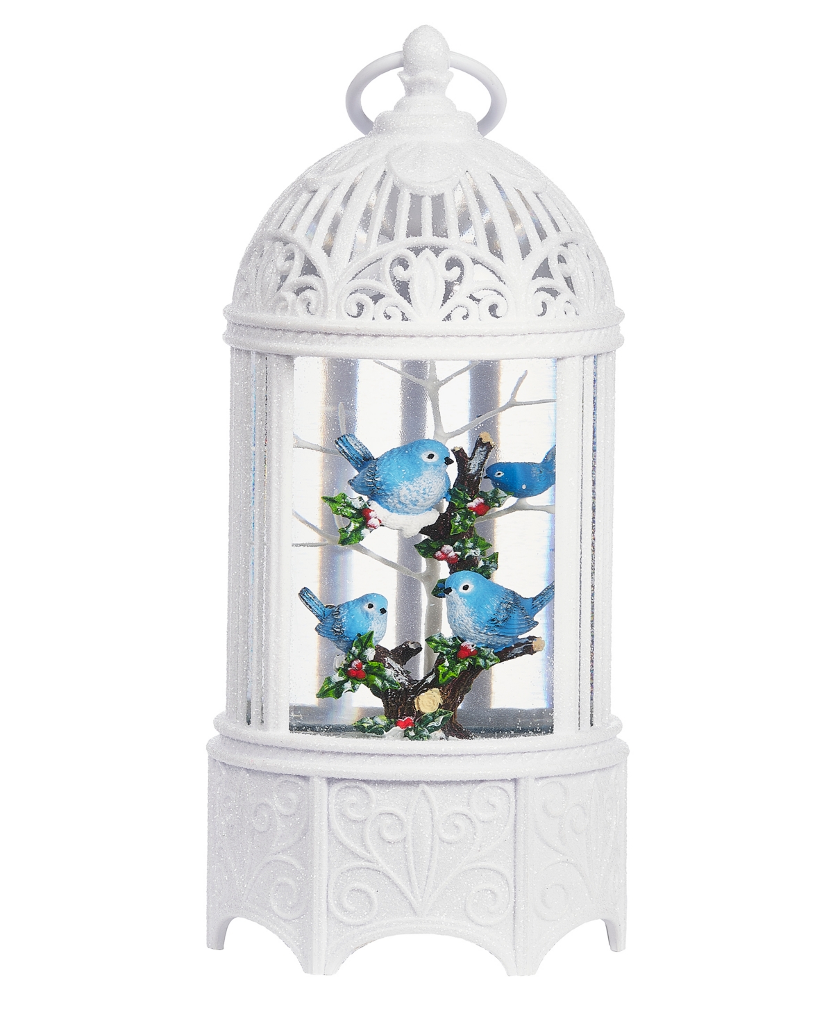 Roman 10.2" H Light Emitting Diode (led) Swirl Bluebird Cage In Multi Color