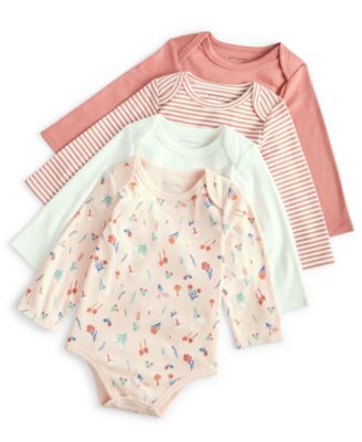 First Impressions - Baby Girls Magical Floral Cotton Bodysuits, Pack of 4