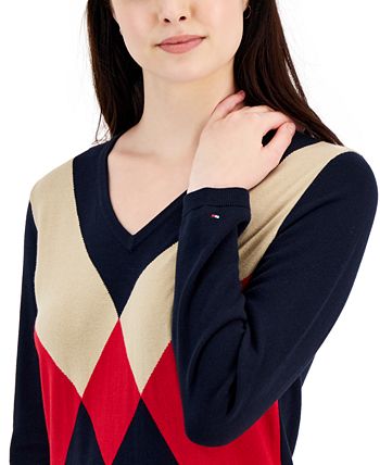 Tommy Hilfiger Cream Brown and Black Argyle Print Knit Jumper M L main image 0