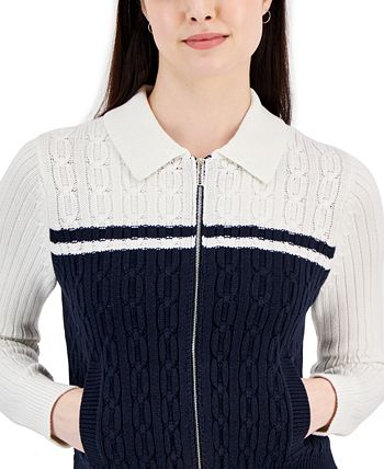 Women's Cable-Knit Zippered Sweater - Macy's