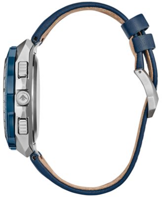 Eco-Drive Men's Chronograph Promaster Skyhawk Blue Leather Strap Watch 46mm