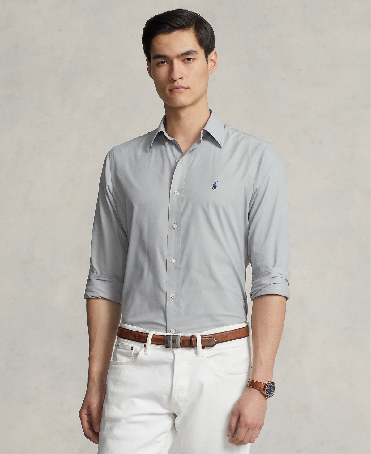 Polo Ralph Lauren Men's Classic-fit Performance Twill Shirt In Soft Grey