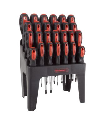 Photo 1 of 26-Piece Screwdriver Set with Wall Mount, Stand, and Magnetic Tips - Phillips, Slotted, Pz, and Star Screw Tips by Stalwart (Black)