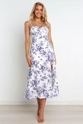 short off the shoulder formal dress Simple Off Shoulder Satin Dark Blue Short Prom Dress main image 1