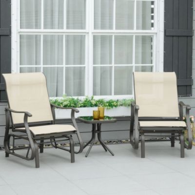 3pc Outdoor Gliding Chairs with Tea Table Set,