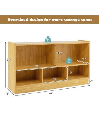 Kids 2-Shelf Bookcase 5-Cube Wood Toy Storage Cabinet Organizer