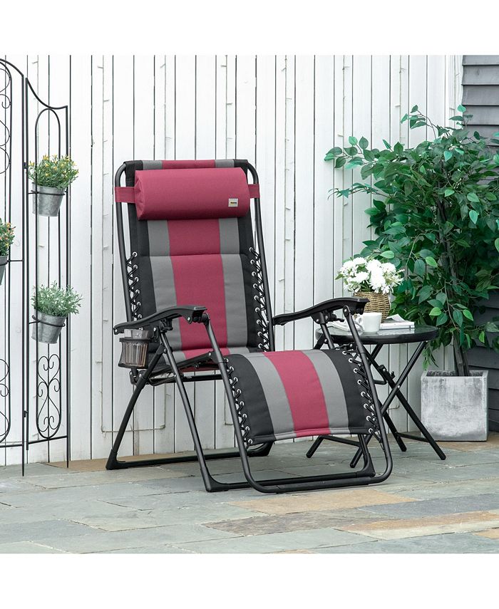 Outsunny XL Oversize Zero Gravity Recliner, Padded Patio Lounger Chair
