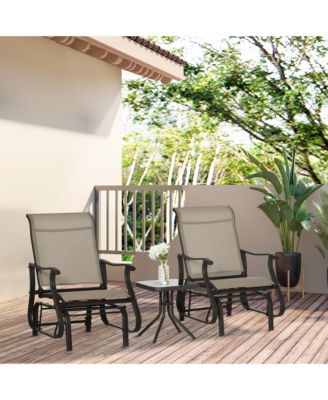 3pc Outdoor Gliding Chairs with Tea Table Set,