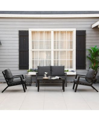 4pc Outdoor Furniture Set, Sofa, 2 Chairs, Table, Cushions,