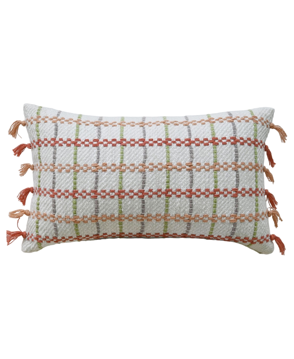 Shop Vibhsa Linden Street Handwoven Knotted Edging Decorative Pillow, 14" X 24" In Multi Color