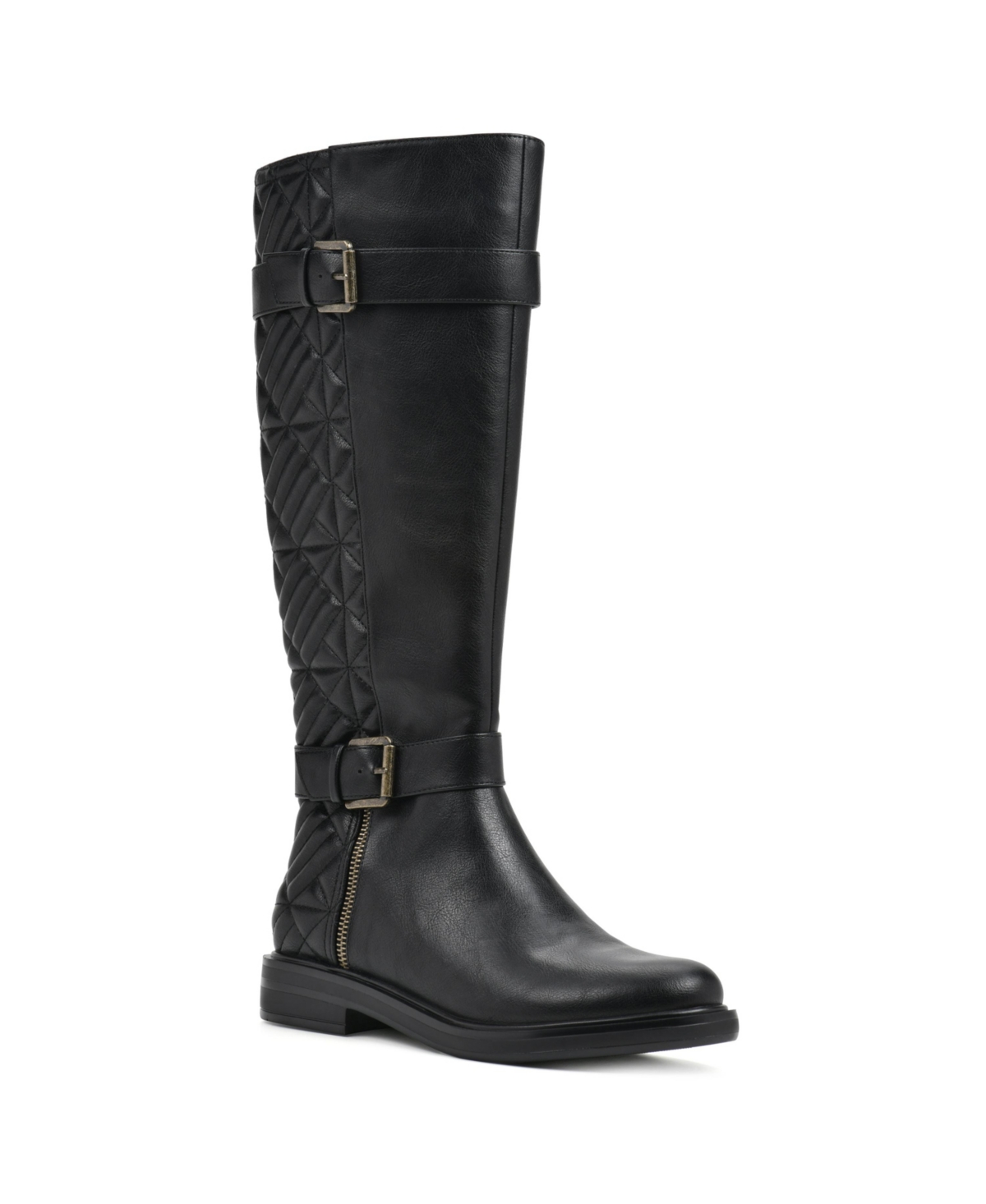 White Mountain Women's Madilynn Regular Calf Tall Shaft Boot In Black Smooth With Faux Fur