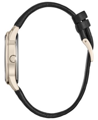 Eco-Drive Women's Pixar Ratatouille Black Quilted Leather Strap Watch 37mm