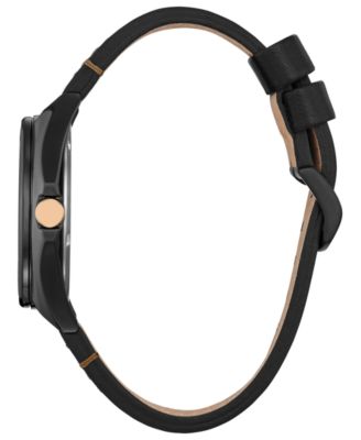 Eco-Drive Men's Marvel Tony Stark Black Leather Strap Watch 43mm